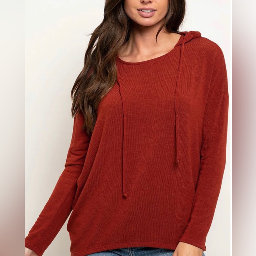 My Story Red Hooded Pullover Sweater Size XL NWT